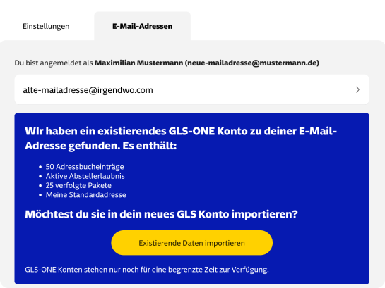 import mit geänderter e-mail