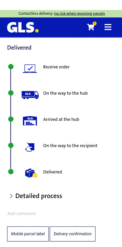 You can track your shipment from data collection to delivery with the free GLS app on your mobile phone