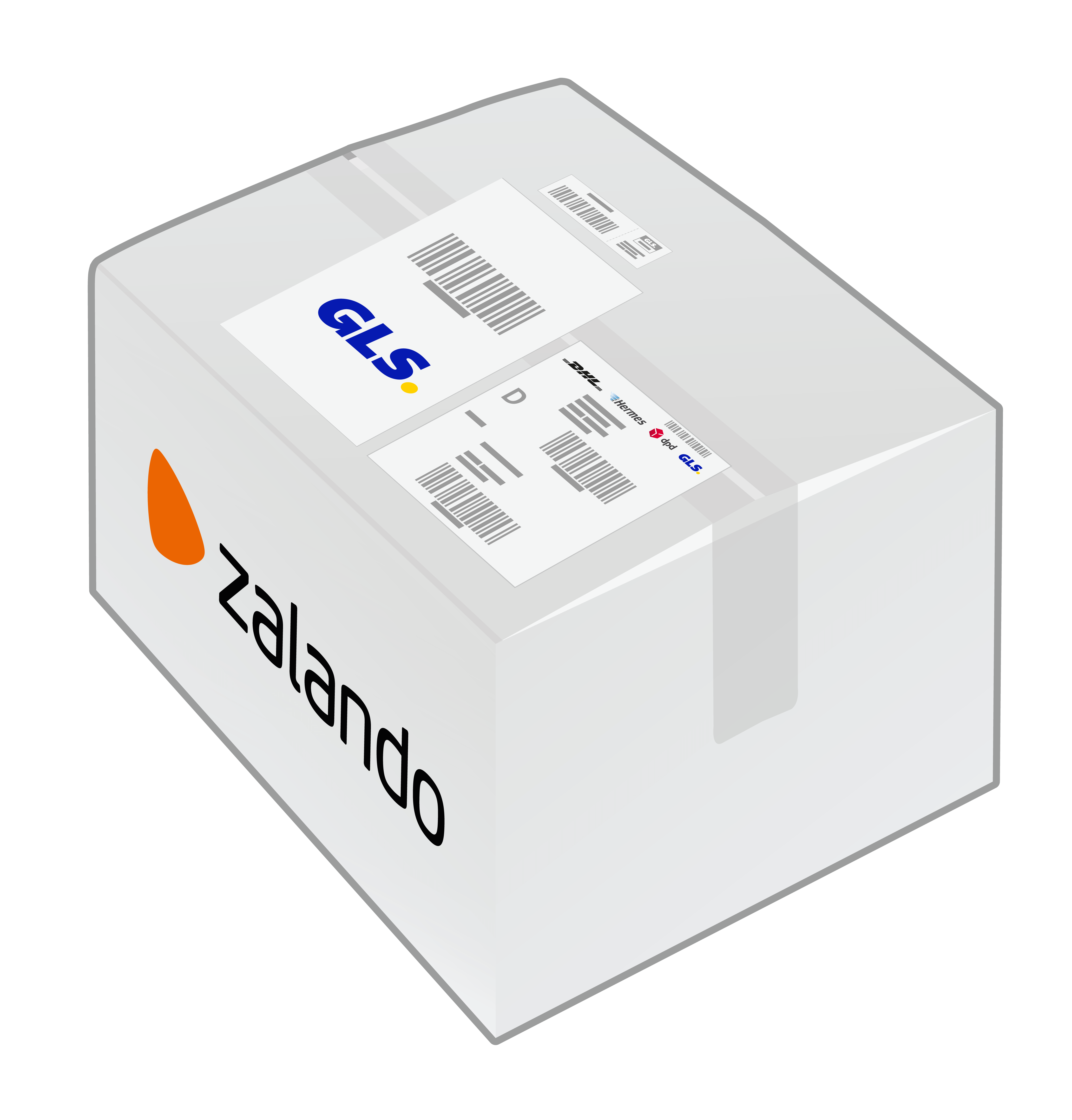 A graphical representation of a Zalando parcel with a GLS returns label