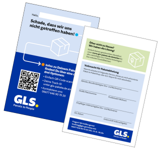 GLS Paketdienst Benachrichtigungskarte bei missglÃ¼cktem Zustellversuch